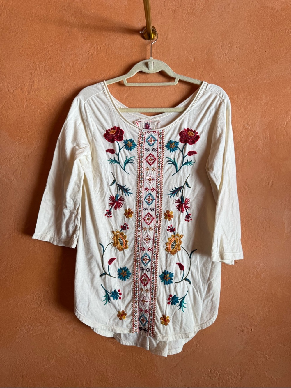 Johnny Was Embroidered Boho Tunic Top Medium